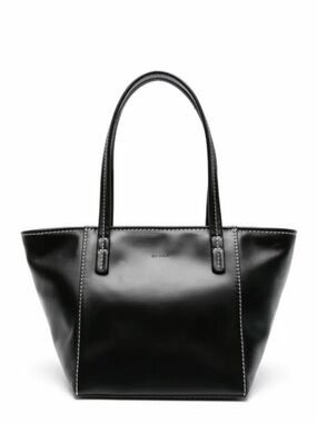 By Far Black Bar Calf Leather Tote Bag